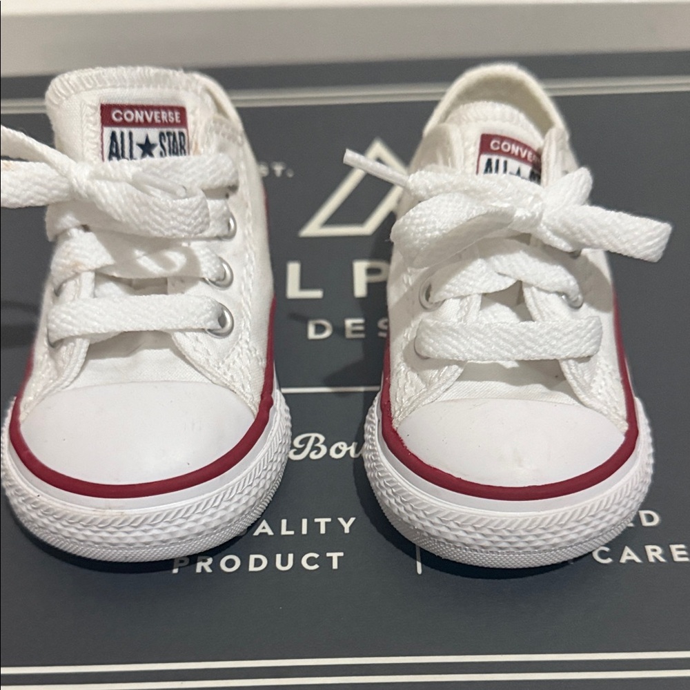 Converse Kids' White Sneakers with Red Accents